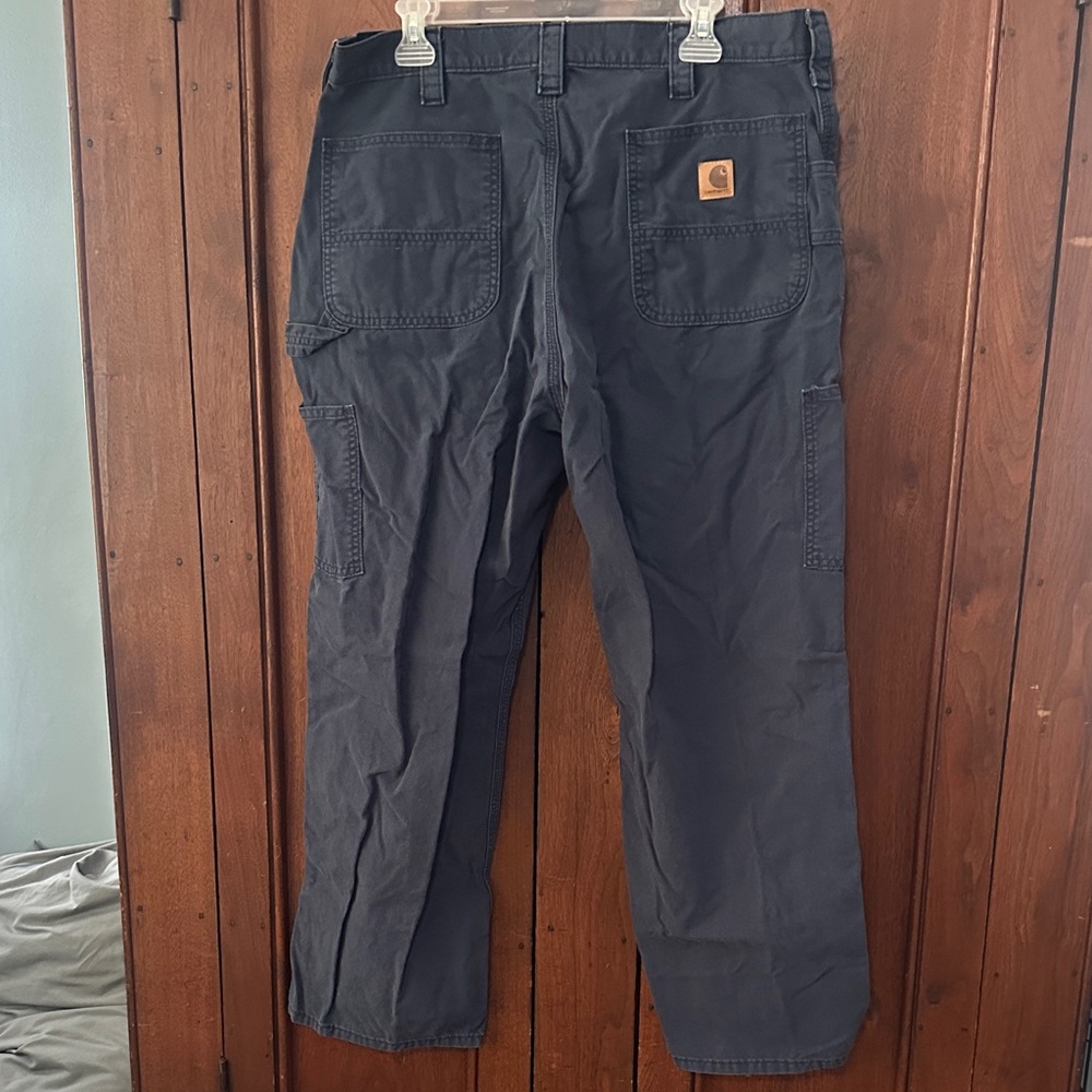 Carhartt Men's Dark Blue Cargo Work Pants with Logo Patch